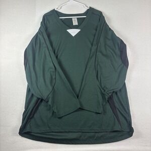 Kamazu Mens XXL Forest Green Athletic Jersey Long Sleeve Mesh V-Neck‎ Shirt